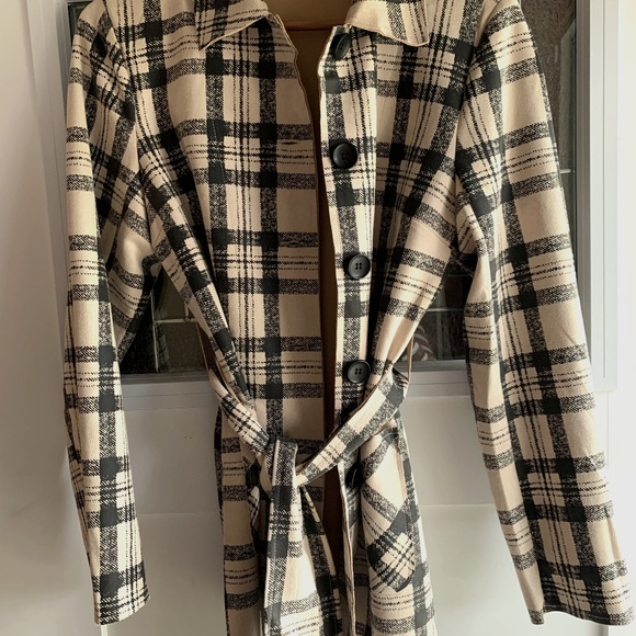 Anthropologie Solitaire faux suede plaid belted coat Size Medium Ladies - Picture 1 of 5
